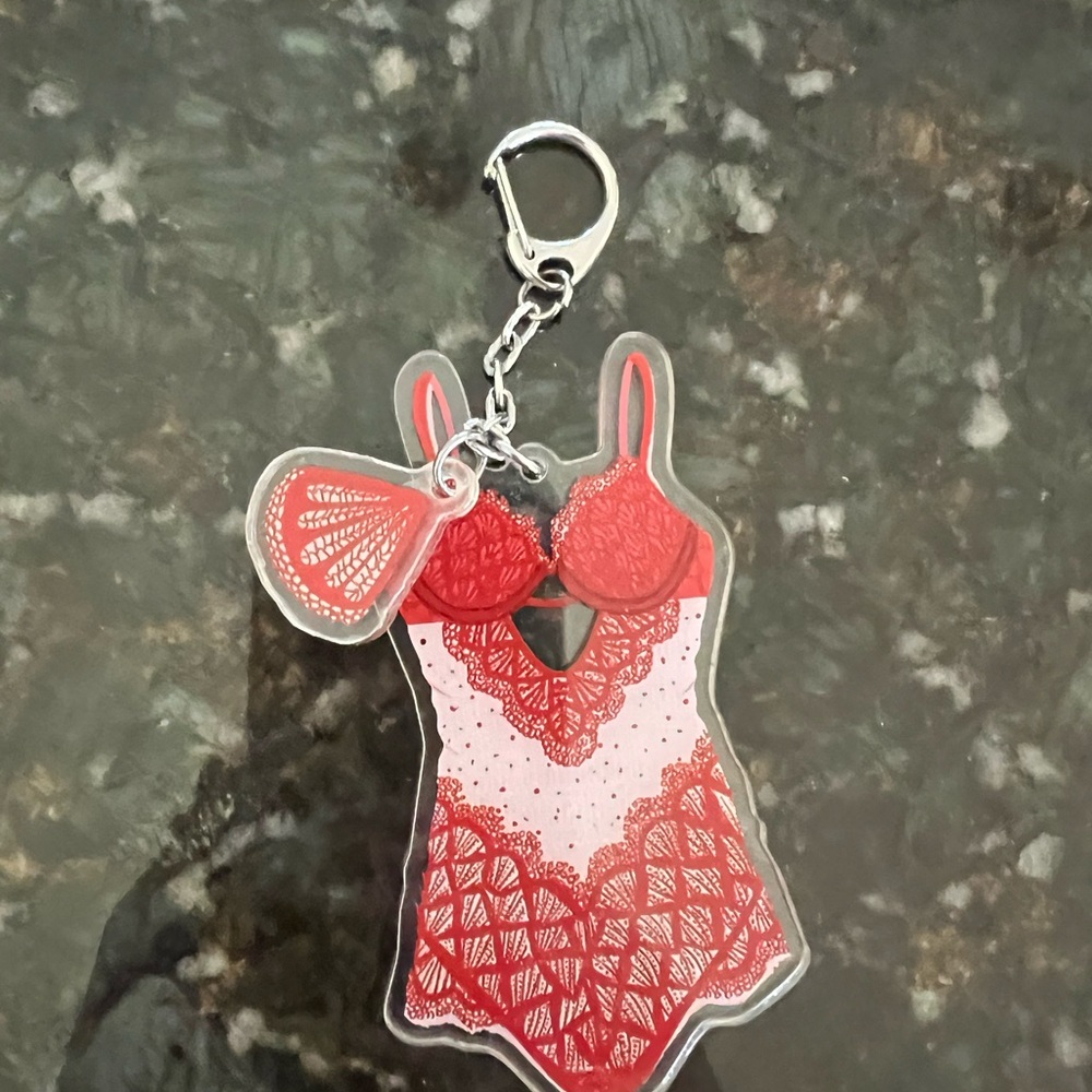 Chic Red Lingerie Keychain